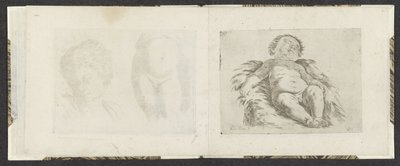 Liggende naakte baby door Giuseppe Maria Mitelli