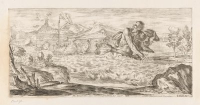Polyphemus achtervolgt de vloot van Aeneas door Giuseppe Maria Mitelli