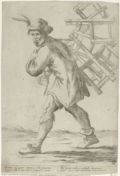 Stoelenverkoper door Giuseppe Maria Mitelli