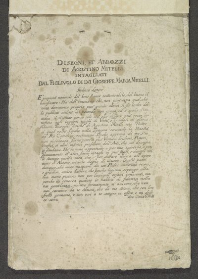 Titelprent met voorwoord en opdracht door Giuseppe Maria Mitelli