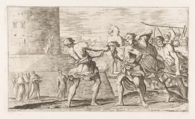 Trojanen nemen Sinon gevangen door Giuseppe Maria Mitelli