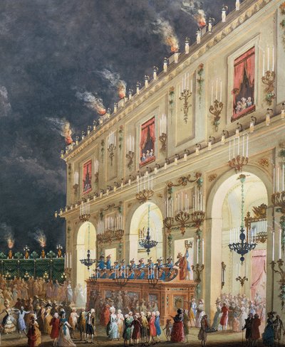 Viering in Cascine ter ere van Ferdinand III, Nachtconcert in de binnenplaats van het casino door Giuseppe Maria Terreni