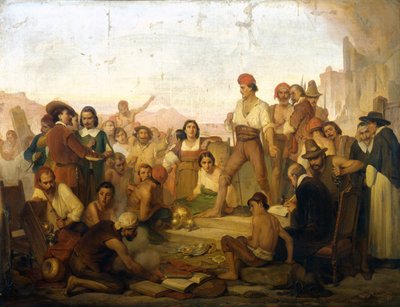De opstand van de Napolitaanse visser Tommaso Aniello, bekend als Masaniello (1622-1647) in Napels in 1647 door Giuseppe Mazza