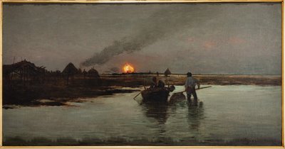 Vissen bij zonsondergang door Giuseppe Miti Zanetti