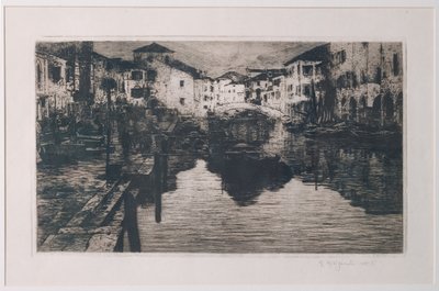 Het vismarktkanaal in Chioggia door Giuseppe Miti Zanetti