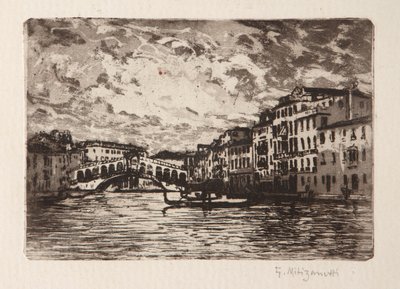 De Rialtobrug in Venetië door Giuseppe Miti Zanetti