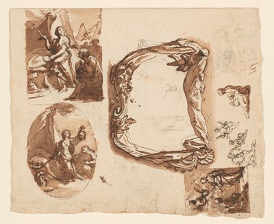 Judith en Holofernes en Andere Studies (recto); Diana en Endymion (verso) door Giuseppe Nicola Nasini