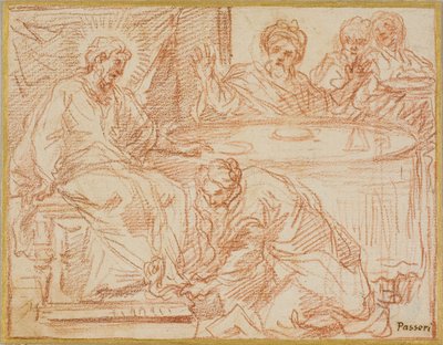 Magdalena wast de voeten van Christus door Giuseppe Passeri