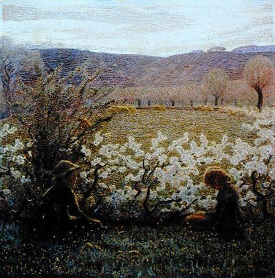 Veld in Bloei (olie op doek) door Giuseppe Pellizza da Volpedo