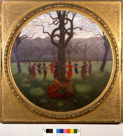 Girotondo of de Idillio primaverile: de ronde of het idylle van de lente. Schilderij door Giuseppe Pellizza da Volpedo (1868-1907) door Giuseppe Pellizza da Volpedo