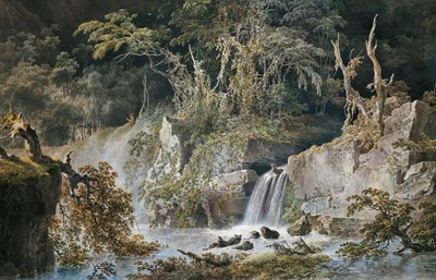 Landschap met waterval door Giuseppe Pietro Bagetti