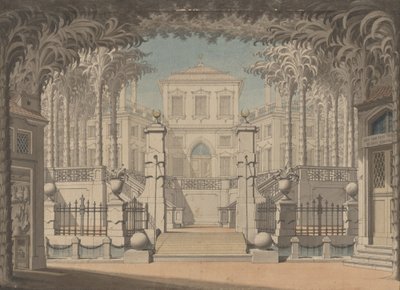 Een Turks paleis (Waarschijnlijk voor Mozarts "Ontvoering uit het Serail") door Giuseppe Quaglio