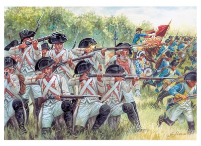 Amerikaanse Onafhankelijkheidsoorlog: Franse regimenten vechten met Amerikanen - Illustratie door Giuseppe Rava door Giuseppe Rava