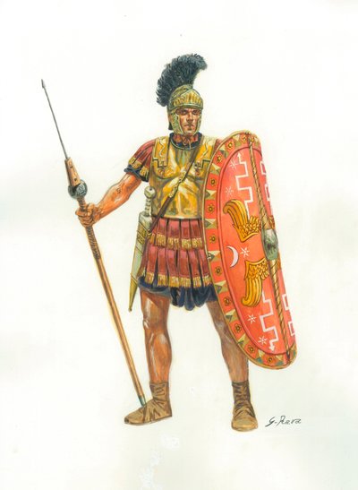 Oud Rome: een soldaat van de Pretoriaanse Garde - Illustratie door Giuseppe Rava door Giuseppe Rava