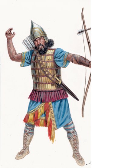 Oudheid: Zware boogschutter van Assyrië - Assyrische zware boogschutter - Illustratie door Giuseppe Rava door Giuseppe Rava