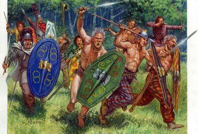 Oudheid: de aanval van Gallische krijgers - Illustratie door Giuseppe Rava door Giuseppe Rava