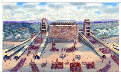Slag bij Avaricum door de Romeinse legioenen tijdens de Gallische Oorlogen door Giuseppe Rava