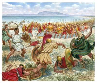 Slag bij Lechaeum door Giuseppe Rava