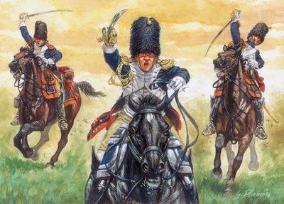 Eerste Keizerrijk: De Aanval van de Grenadiers te Paard van de Keizerlijke Garde van Napoleon I bij de Slag om Eylau door Giuseppe Rava