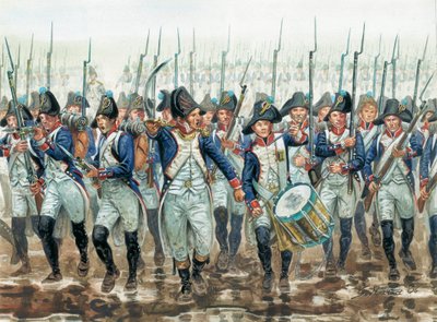 Eerste Keizerrijk: Franse linie-infanterie in 1805 - Illustratie door Giuseppe Rava door Giuseppe Rava
