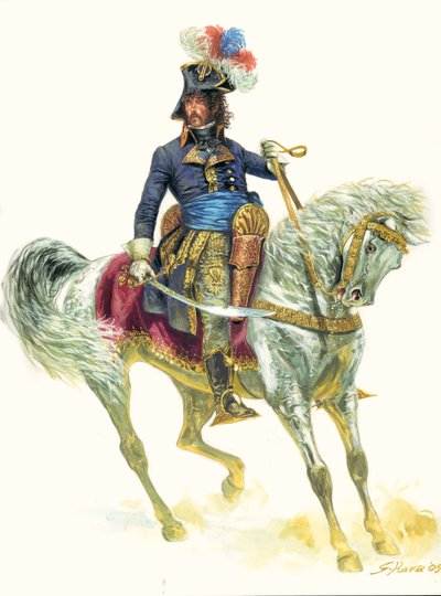 Joachim Murat (1767-1815) bij de Slag bij Aboukir in 1799, tijdens de Expeditie van Egypte - Illustratie door Giuseppe Rava door Giuseppe Rava