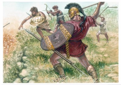 Koninkrijk Macedonië: soldaten van de lichte infanterie - Macedonië (oud koninkrijk): soldaten van de lichte infanterie - Illustratie door Giuseppe Rava door Giuseppe Rava