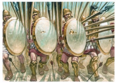 Koninkrijk Macedonië: de aanval van Macedonische phalangisten - Illustratie door Giuseppe Rava door Giuseppe Rava