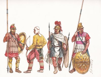 Macedonische leger phalangitis piekenier boogschutter en Perzische huurling door Giuseppe Rava
