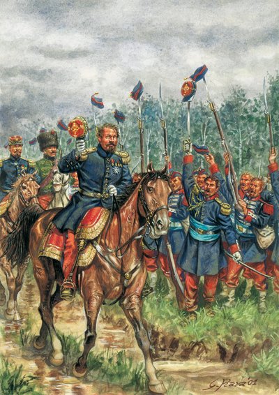 Napoleon III (1808-1873) een paard begroet door zijn leger (tekening) door Giuseppe Rava