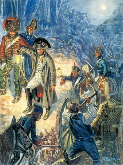 Pruisen en Polen Campagne: Keizer Napoleon I aan de vooravond van de Slag bij Jena en Auerstedt 14 oktober 1805 - Illustratie door Giuseppe Rava door Giuseppe Rava