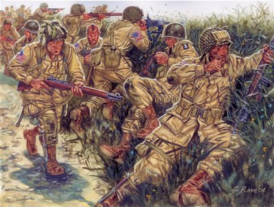 Tweede Wereldoorlog: 101st Airborne Division (101st US Airborne Division) bijgenaamd Screaming Eagles - Illustratie door Giuseppe Rava door Giuseppe Rava
