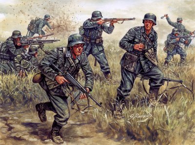 Tweede Wereldoorlog: Duitse Infanteriesoldaten in Frankrijk door Giuseppe Rava