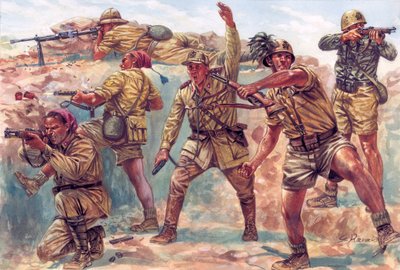 Tweede Wereldoorlog: Italiaanse bersaglieri in Libië tijdens de Italiaanse bezetting tussen 1934 en 1943 door Giuseppe Rava