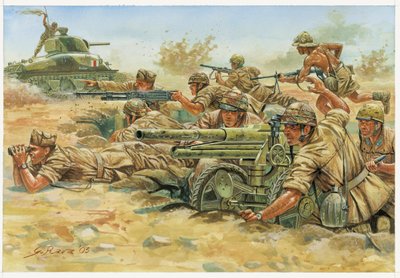 Tweede Wereldoorlog: Soldaten van de Folgore Divisie in Noord-Afrika door Giuseppe Rava