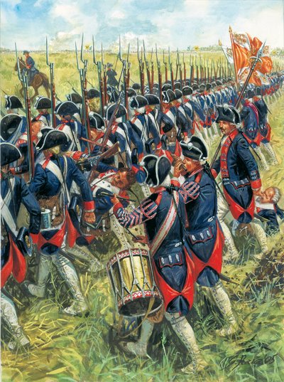 Zevenjarige Oorlog: Pruisische infanterie tijdens de Slag bij Kolin door Giuseppe Rava