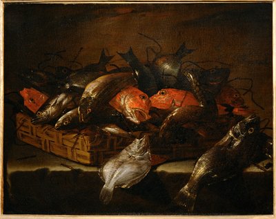 Stilleven met vissen ... door Giuseppe Recco