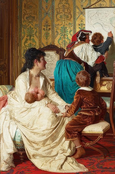 De vreugden van een goede moeder (Le gioie della buona mamma). 1877 door Giuseppe Sciuti
