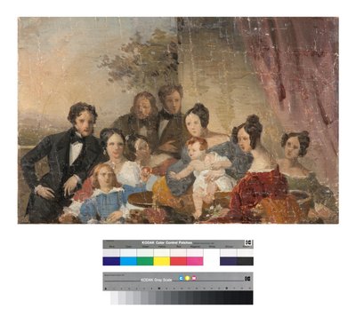Sinigallia Familie, schets, 1840s door Giuseppe Tominz