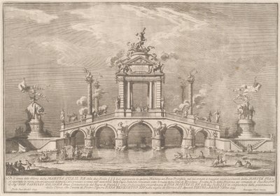 Een triomfbrug versierd met relikwieën van de stad Ercolano, 1755 door Giuseppe Vasi