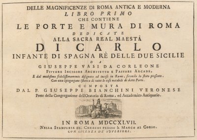 Delle Magnificenze di Roma Antica e Moderna (deel 1) door Giuseppe Vasi