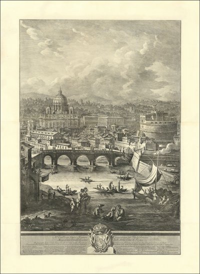 De Prospectus van de Leónische Stad, te zien met de Vaticaanse Basiliek, de Brug en Castel S. Angelo door Giuseppe Vasi