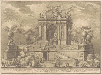 De Prima Macchina voor de Chinea van 1767: Een triomfboog met de Farnese Hercules, 1767 door Giuseppe Vasi