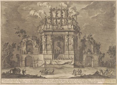 De Seconda Macchina voor de Chinea van 1771: Een plezierpaleis gewijd aan Bacchus door Giuseppe Vasi