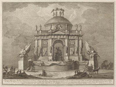Een Tempel Gewijd aan de Vrede, voor het "Chinea" Festival door Giuseppe Vasi after Giuseppe Palazzi