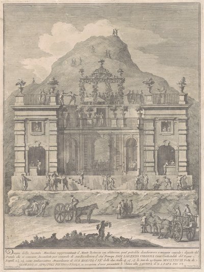 De Seconda Macchina voor de Chinea van 1778: Een Woning nabij Monte Testaccio door Giuseppe Vasi, after Giuseppe Palazzi