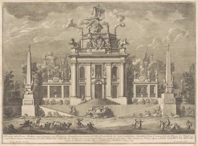 De Prima Macchina voor de Chinea van 1769: Een "Deliziosa" door Giuseppe Vasi, after Giuseppe Palazzi, after Paolo Posi