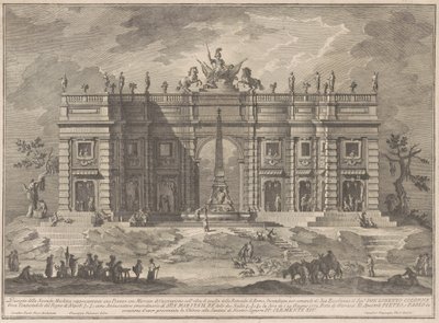 De Seconda Macchina voor de Chinea van 1772: Een Plein met een Wildmarkt en de Pantheonfontein door Giuseppe Vasi, after Giuseppe Palazzi, after Paolo Posi