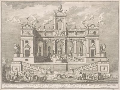 De Prima Macchina voor de Chinea van 1764: Een Capitoolgebouw door Giuseppe Vasi, after Tommaso Catrani, after Paolo Posi