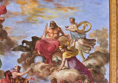 Detail van Artemis en Jupiter met de adelaar, uit de Apotheose van Hercules door Giuseppe Velasco