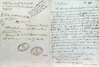 Handgeschreven brief van Giuseppe Verdi aan Aida librettist Antonio Ghislanzoni door Giuseppe Verdi